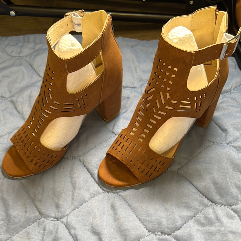 Brown Cutout Women's Heels